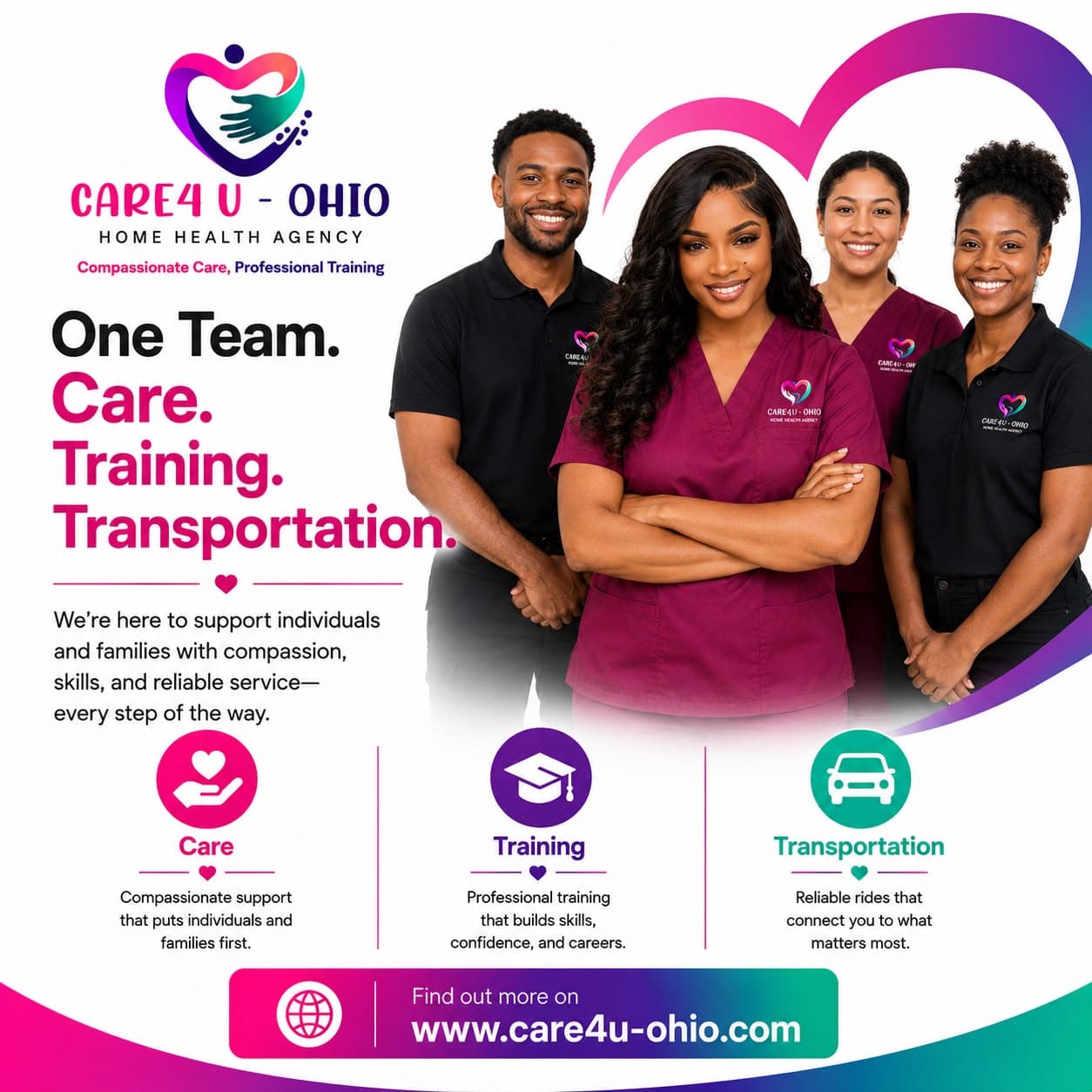 Care4U-Ohio one team care training transportation flyer